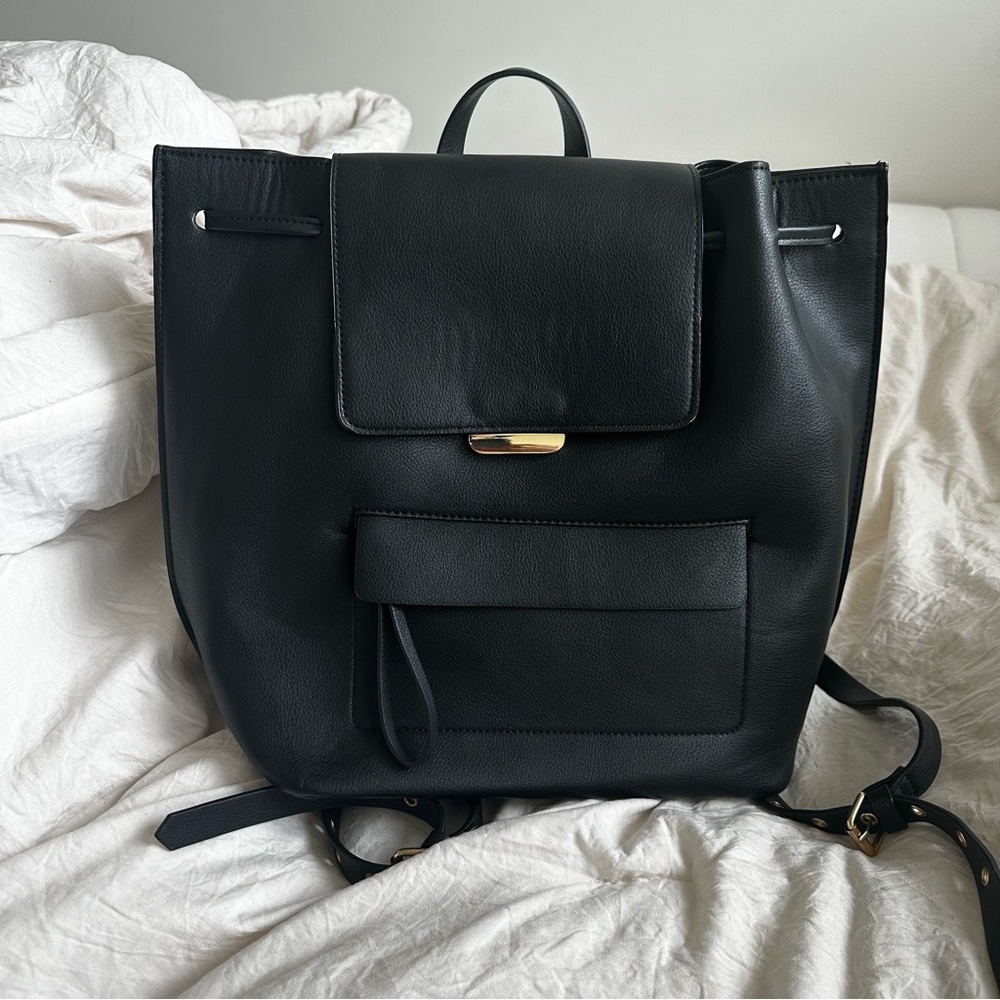Zara black backpack with gold hardware